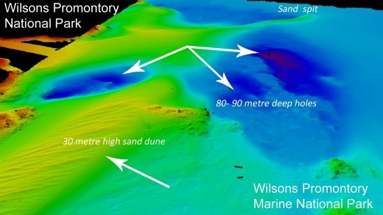 15.3 (c) Map of the seabed with dunes 80 to 90 metres deep, rich in fish and life (c) Wilson Promontory Marine National Park