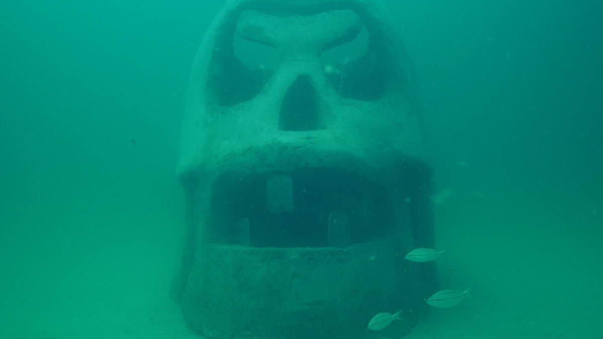 UWMuseum_05 (c) Skull under water (c) Underwater Museum of Art © Melissa Wheeler CAA / @Umaflorida, @culturalartsalliance, and @SouthWaltonArtificialReefAssociation