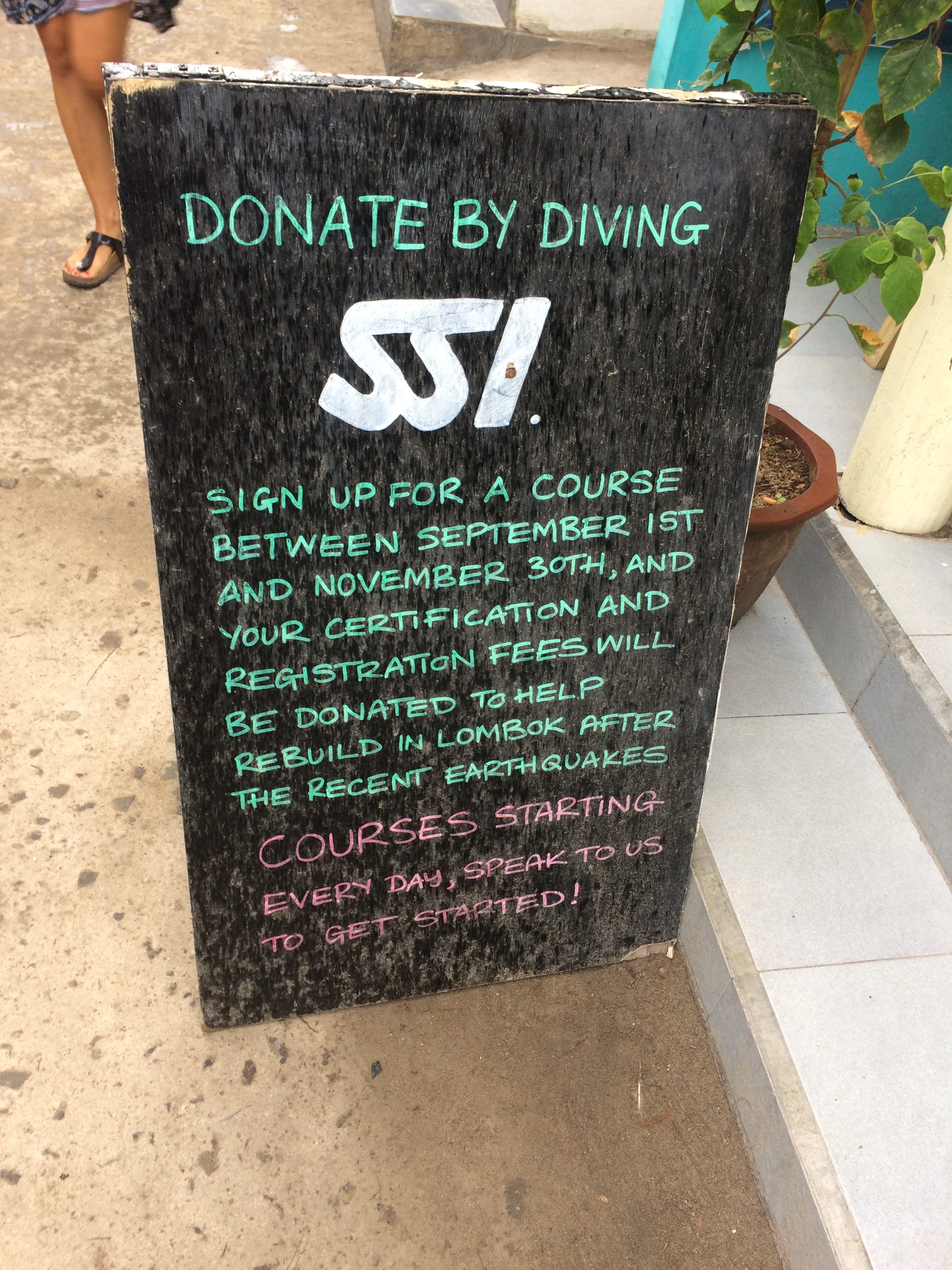 Donate by diving SSI (c) Registration Fees will be donated to help rebuild in Lombok