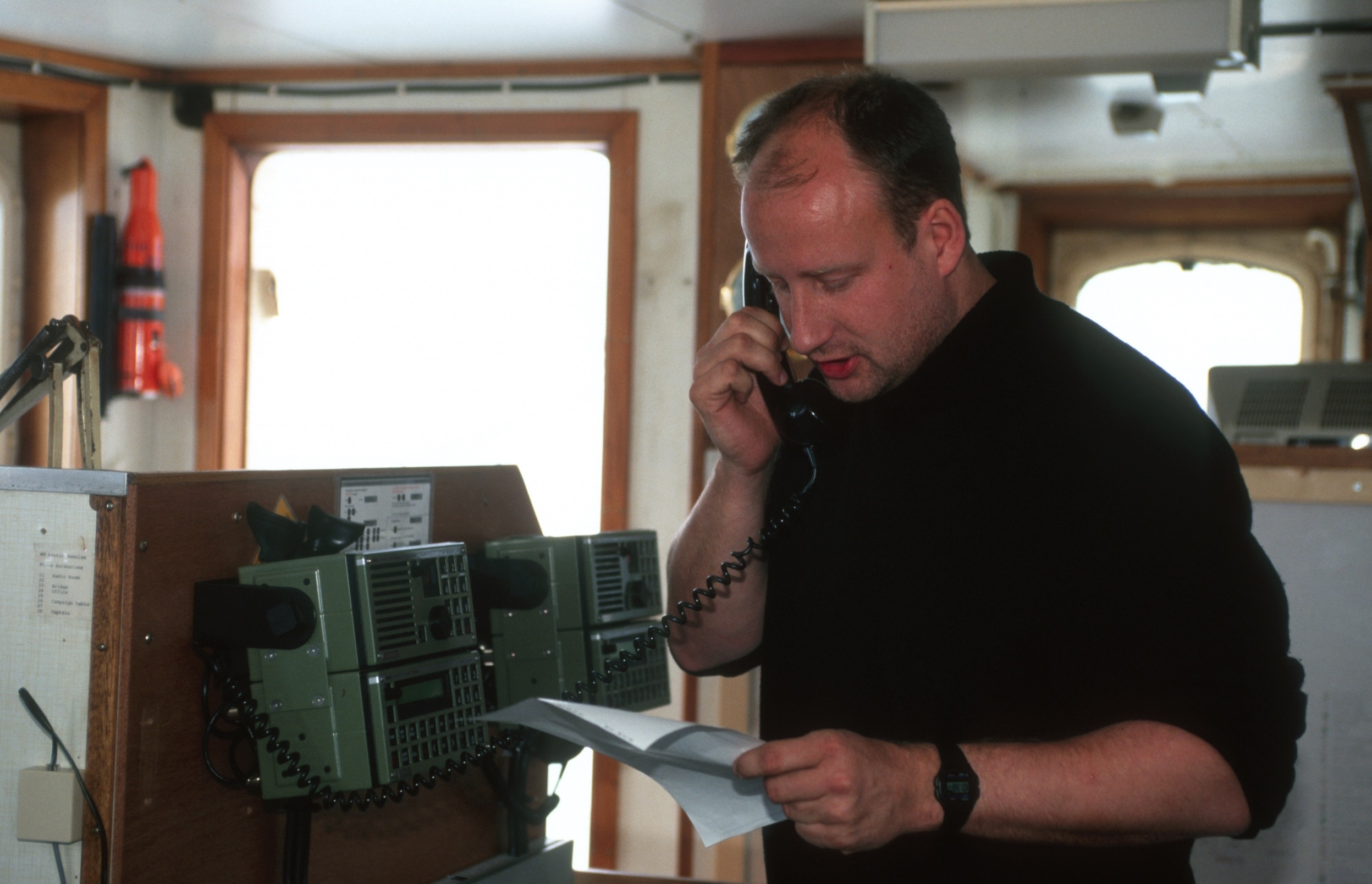 Christian Bussau (c) Dr. Christian Bussau  onboard ARCTIC SUNRISE, North Sea. 1996 (c) Fred Dott