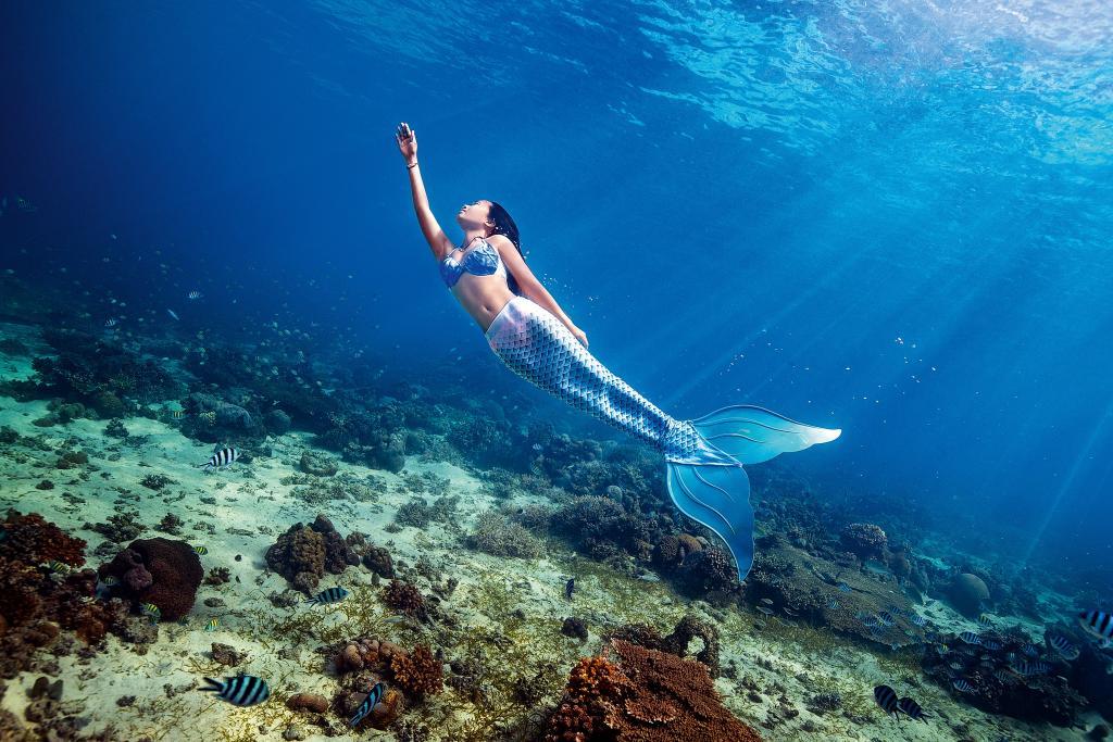 Professional mermaid underwater